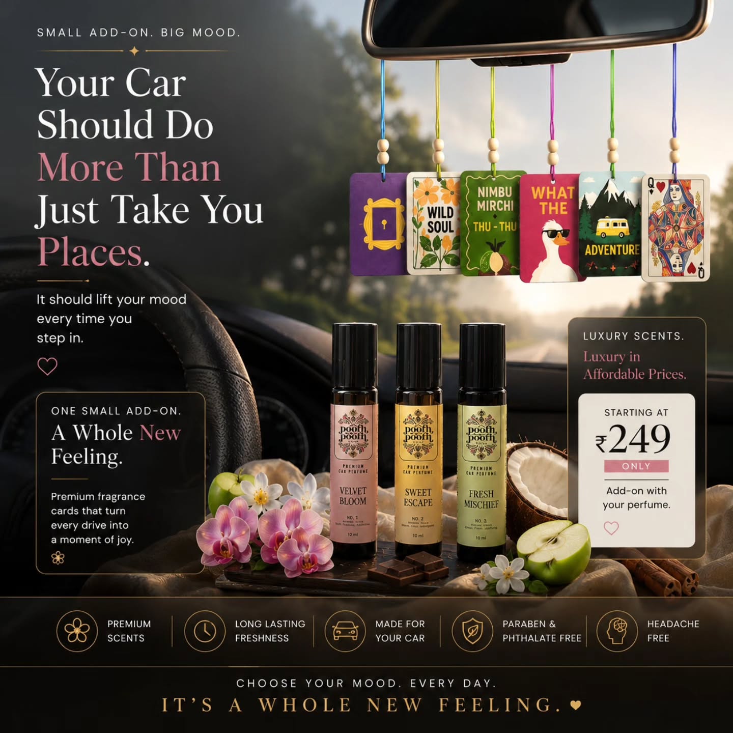 Poofh Poofh car charms and premium scents collection
